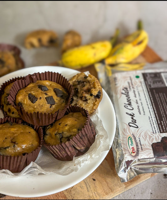 Whole Wheat Banana Dark Chocolate Muffins Recipe Featured Image
