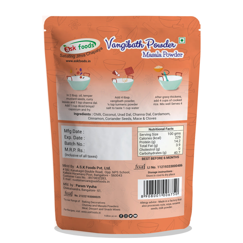Vangibath Powder | Masala Powder