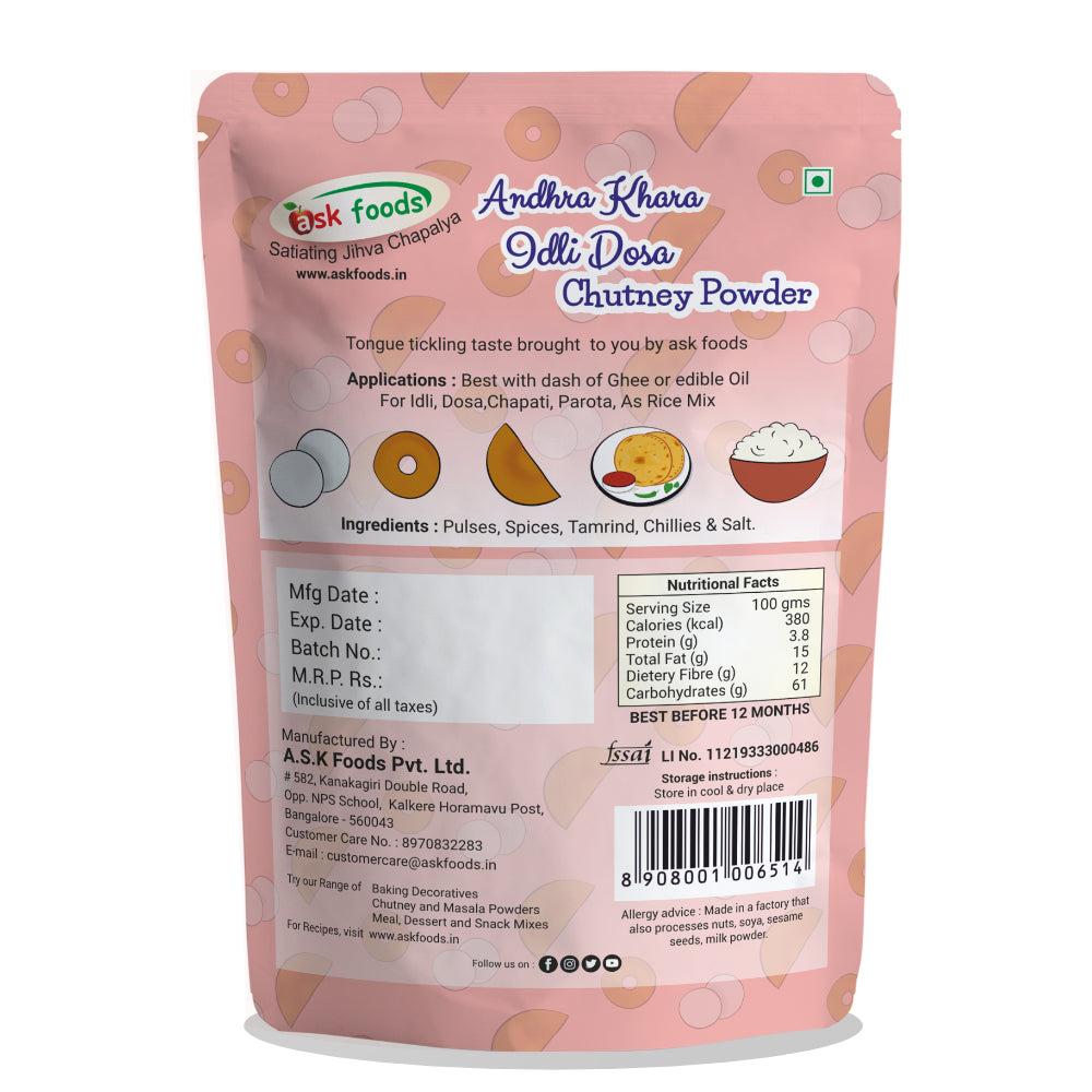 Andhra Khara Idli Dosa Chutney Powder