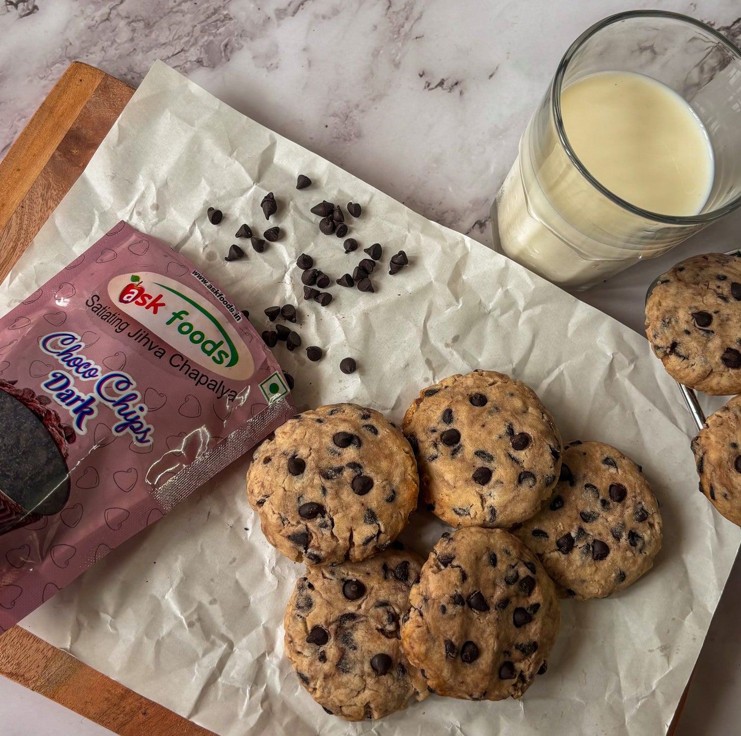 Ask Foods- Eggless Choco Chip Cookies Recipe- Hero