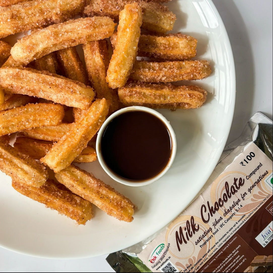 Ask Foods-Eggless Churros With Milk Chocolate Sauce Recipe-Hero 1