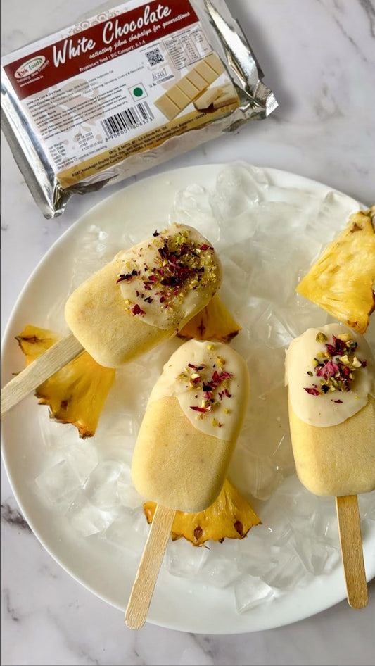 White Chocolate Pineapple Popsicles