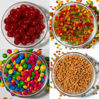 Cake Decoration Combo of Cherry, Tutti Frutti, Choco Beans, Butterscotch