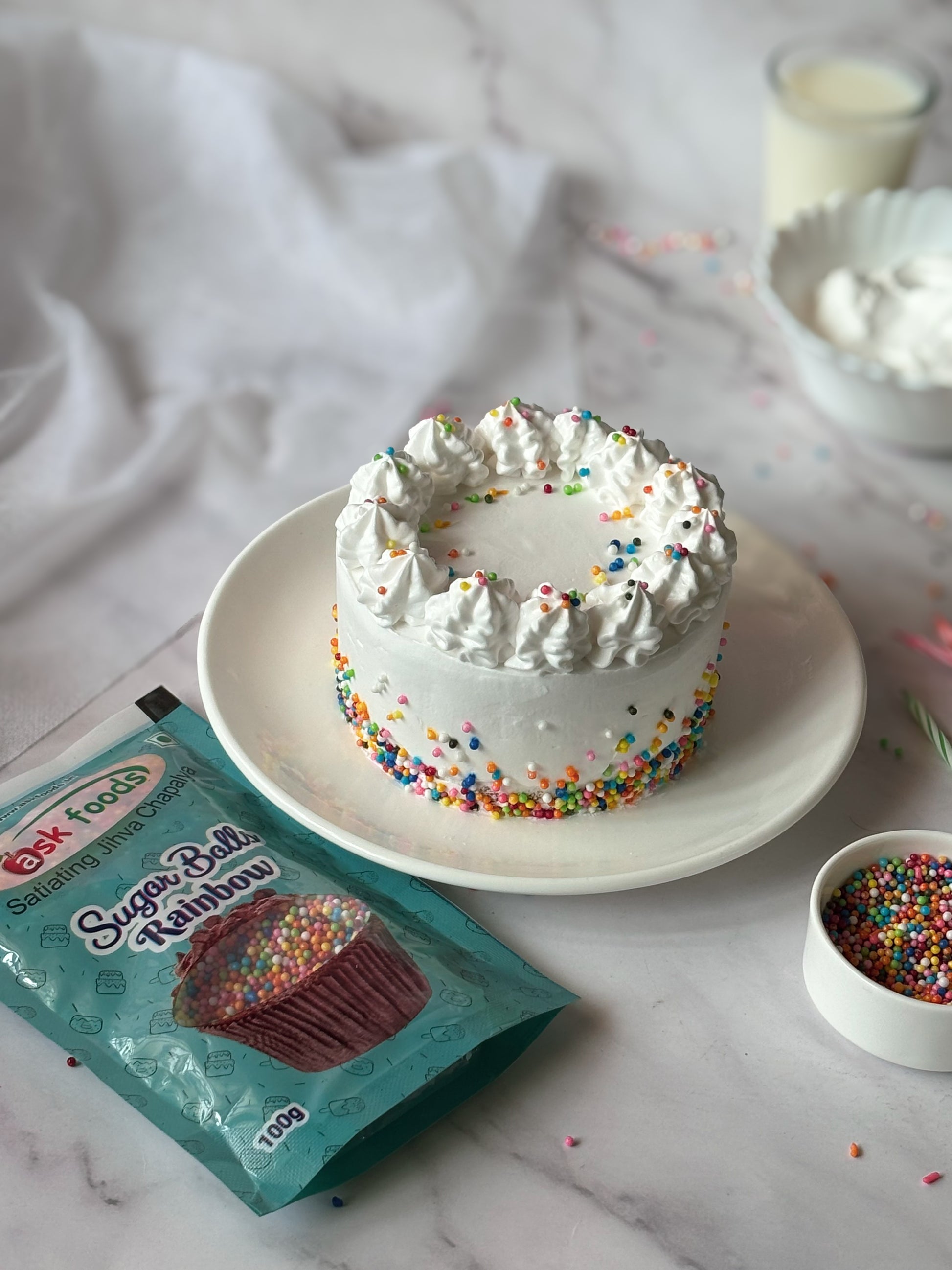 Ask Foods- Egg Free Rainbow Sprinkle Bento Cake Recipe- Hero