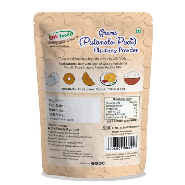 Grams_Puttanala_Podi_Chutney_Powder_Back_ASK_Foods